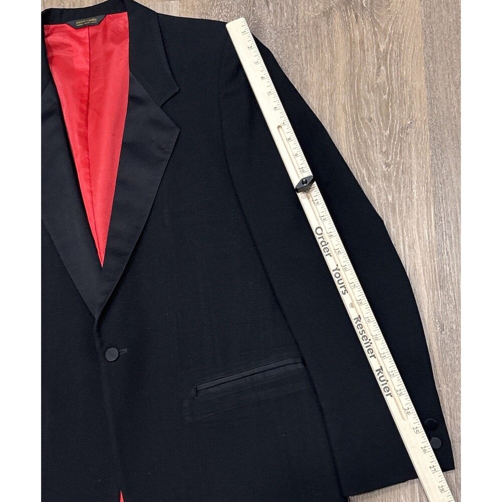 Vintage Pierre Cardin Couture Black Tuxedo Jacket Blazer Wool Satin 42XL - Picture 7 of 13
